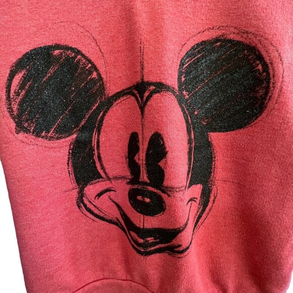 Disney Artist Collection Mickey Cropped Sweatshirt Lg Pink Double sided Sketch - Picture 2 of 9
